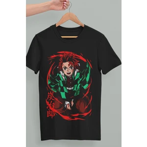 Fuddy Moda Oversize Demon Slayer Tanjiro Kamado Baskılı T-Shirt, Unisex Anime Baskılı Tişört