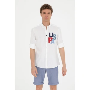 U.S. Polo Assn. Erkek Beyaz Gömlek Desenli 50283781-VR013