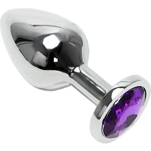 Lolita Shop Gümüş Metal Mor Taşlı 8,2 cm Lüks Anal Plug ve Tıkaç