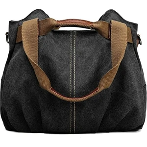 Fashion Smart Kadın Casual Vintage Üst Saplı Kanvas Omuz Çantası Tote Çanta (Yurt Dışından)