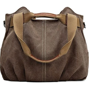 Fashion Smart Kadın Casual Vintage Üst Saplı Kanvas Omuz Çantası Tote Çanta (Yurt Dışından)