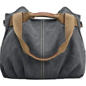 Fashion Smart Kadın Casual Vintage Üst Saplı Kanvas Omuz Çantası Tote Çanta (Yurt Dışından)