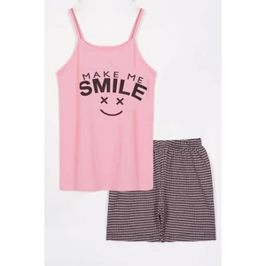 Ip Askılı Şortlu Seker Pembe Kadın Pijama Takımı