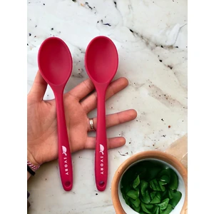 Sert Uçlu Isıya Dayanıklı Yanmaz Yapışmaz Silikon Kısa Derin Kaşık 20 cm / 2 Adet