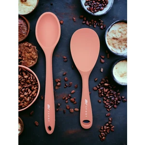 Sert Uçlu Isıya Dayanıklı Yanmaz Yapışmaz Silikon Uzun Kaşık 28 cm + Kısa Kaşık 22 cm 2 Adet