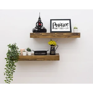 Yggdrasil Home Decor Dekoratif Doğal Ahşap  2’li  Takım 40x20x4 cm (Gizli Aparatlı Raf)