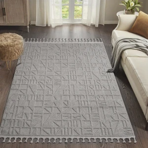Saraz Halı BUKLE11883 Gri Yumuşak Dokulu Halı Kilim Salon Mutfak Koridor Kesme Yolluk Dokuma Makine Halısı