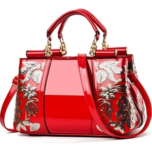 2023 Avrupa ve Amerika Birleşik Devletleri Popüler Rugan Parlak Kadın Çantası Atmosferik Çanta Büyük Kapasiteli Kadın Omuz Askılı Çanta Nakış Çantası High-End Lüks (Yurt Dışından)