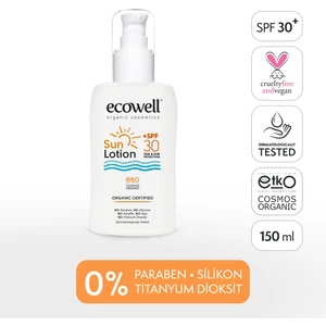 Güneş Losyonu, SPF30 Organik & Vegan Sertifikalı, Mineral Filtre, Yüz ve Vücut, UVA UVB Koruma 150ml