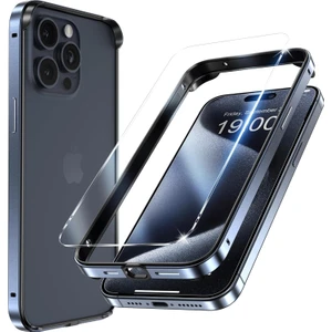 iPhone 14 Pro Max Kılıf Metal Bumper Land Kapak + Nano Ekran Koruyucu