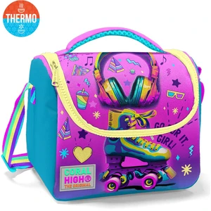 Coral High Kids  Pembe Turkuaz Kulaklık Paten Desenli Thermo Beslenme Çantası 11754