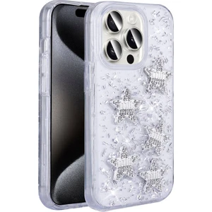 Apple iPhone 15 Pro Kılıf Airbagli Simli Arka Yüzey Zore Işıltı Silikon Kılıf