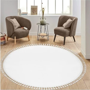 Saraz Halı Saraz Halı yuvarlak Comfort Puffy beyaz