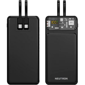 10000 Mah 22.5W Prime Dijital LED Ekranlı Lightning ve Type-C Kablolu Powerbank - Siyah - NTL-PB-12F2