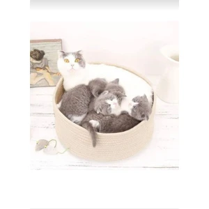 Karelim Home Kedi Köpek Evi Ekru x Large Kedi Köpek Sepeti Kedi Sepeti Yatağı 50X10