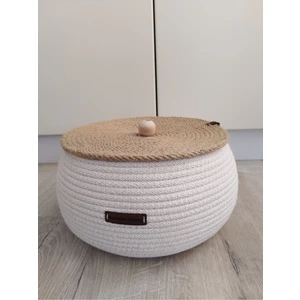 Karelim Home Çok Amaçlı Dekoratif Organizer Kapaklı Hasır Sepet 25X15