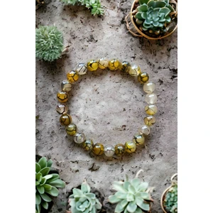 Mga Doğaltaş Sarı Benekli Akik Taşı Bileklik Doğal Taş Bileklik