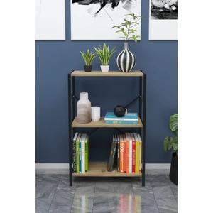 Dizayn Motion Metal Kitaplık 3 Raflı Dekoratif Kitaplık Ceviz