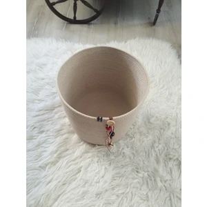 Karelim Home Çok Amaçlı Dekoratif Organizer Jüt Ip Ekru Sepet 30X30