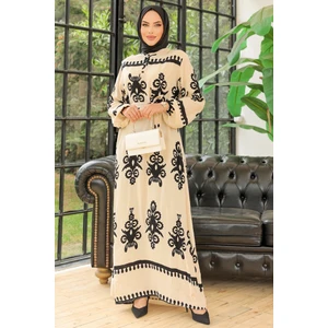 Edvil Dokuma Viskon Elbise 846 - Ekru