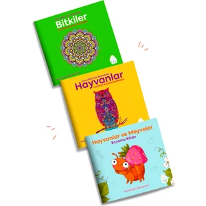 Çocuklar İçin Mandala Bitkiler - Hayvanlar - Hayvanlar ve Meyveler 3 Kitap - Zeynep Hızır
