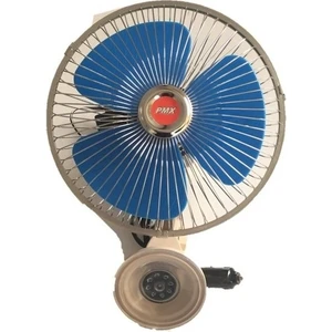 Temiz Pazar Oto Vantilatör Çap 18 cm Vantuzlu Döner Başlıklı 12V Araç Içi Fan