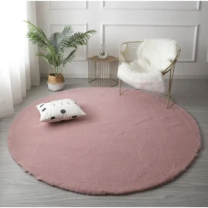 Saraz Halı Tavşan Tüyü Yuvarlak Peluş Pembe