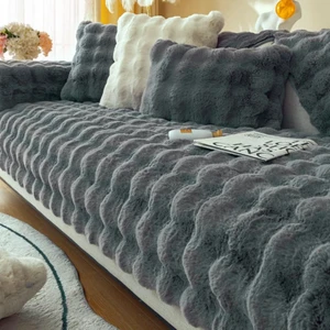 Baladi Home Kalın Tavşan Peluş Üç Kişilik Koltuk Örtüsü ( 80*190CM ) Sadece Oturma Alanı Için