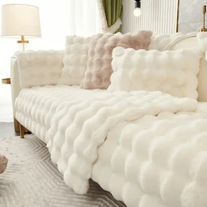 Baladi Home Kalın Tavşan Peluş Üç Kişilik Koltuk Örtüsü ( 80*190CM ) Sadece Oturma Alanı Için