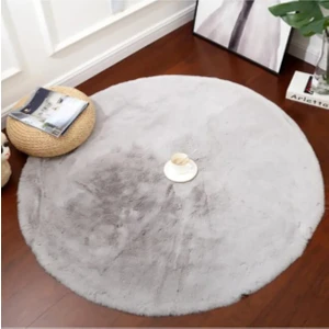 Saraz Halı Tavşan Tüyü Yuvarlak Peluş Gri