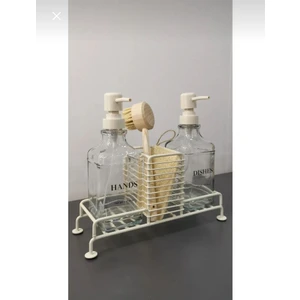 Moda Ozy 2'li Standlı Krem Sabunluk Seti (Hands, Dishes)