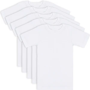Özkan Underwear Özkan Underwear Özkan 0706 5'li Paket Erkek Çocuk %100 Pamuklu Ribana Esnek Rahat Yarım Kol Kapalı Yaka Fanila T-shirt