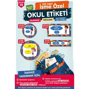 Tuğset Etiket Okul Etiketi Kalem Defter Etiketi Özel Isim Yazılabilen Etiket- Isim Etiketi