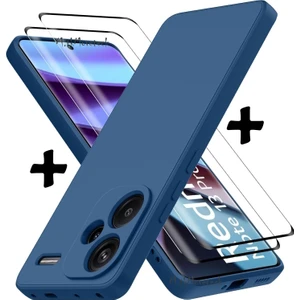M.TK Moveteck Xiaomi Redmi Note 13 Pro+ Plus Kılıf Kamera Korumalı Yumuşak Mat Silikon + Ekran Koruyucu Nano 2'li Cam Set