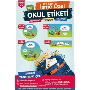 Tuğset Etiket Okul Etiketi Kalem Defter Etiketi Özel Isim Yazılabilen Etiket- Isim Etiketi
