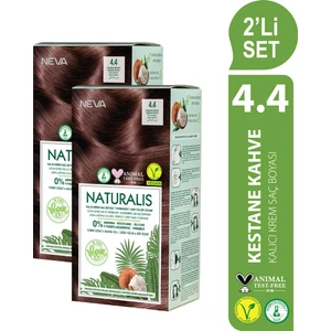 Naturalıs (Vegan) 2'li Set  4.4 Kestane Kahve Kalıcı Krem Saç Boyası Seti