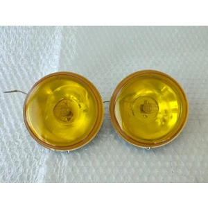 2 Adet Yuvarlak Sis Farı 10 cm H3 Ampullü Sarı Cam 12V 55W