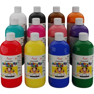 Red Rose Tüm Renkler Parmak Boyası 12'li Set 12X500GR Yıkanabilir, Toksik Içermez, Çocuk Okul Kreş Için