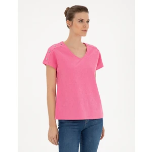 Pierre Cardin Kadın Pembe Regular Fit Tişört 50283429-VR041