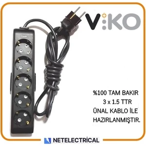 Multi-Let Siyah 5'li 4 Metre Topraklı Çocuk Korumalı Kablolu Grup Priz