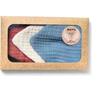 Mayu Baby Collection Kız&erkek Bebek  Organik Pamuk 8 Katlı Müslin Çıtçıtlı 3lü Fular Önlük Set