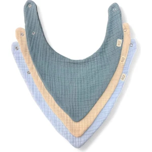 Mayu Baby Collection Kız&erkek Bebek  Organik Pamuk 8 Katlı Müslin Çıtçıtlı 3lü Fular Önlük Set