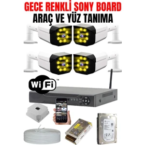 4 Kameralı Set - 5 Mp Sony Lens Gece Renkli Araç ve Yüz Tanımal Ultra Hd Kamera Sistemi