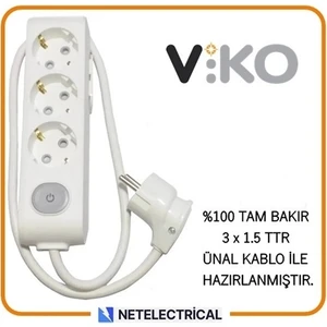 Multi-let 3'lü 6 Metre Anahtarlı Topraklı Çocuk Korumalı Kablolu Grup Priz