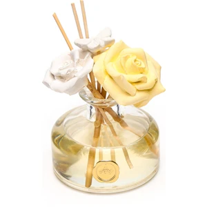 150 ml Boyunlu Cam Şişe Seramik Çiçek Taş Çubuklu Vanilya Sandal Oda Kokusu