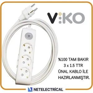 Multi-Let 3'lü Anahtarlı 3 Metre Topraklı Çocuk Korumalı Kablolu Grup Priz