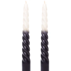 2li Degrade Siyah Burgulu Şamdan Mum Seti