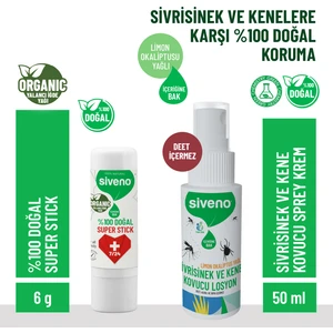 Sivrisinek ve Kene Kovucu Sprey Losyon 50 ml & Siveno %100 Doğal Super Stick 6 G Set