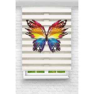 Akel Collection Genç Odası - Renkli Şans Kelebeği Baskılı Zebra Perde