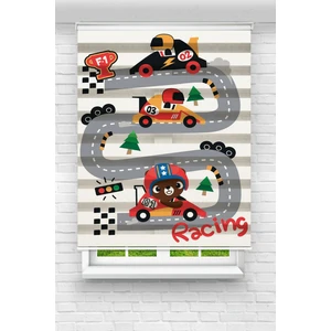Akel Collection Çocuk Odası - Racing Yarış Yolu Baskılı Zebra Perde